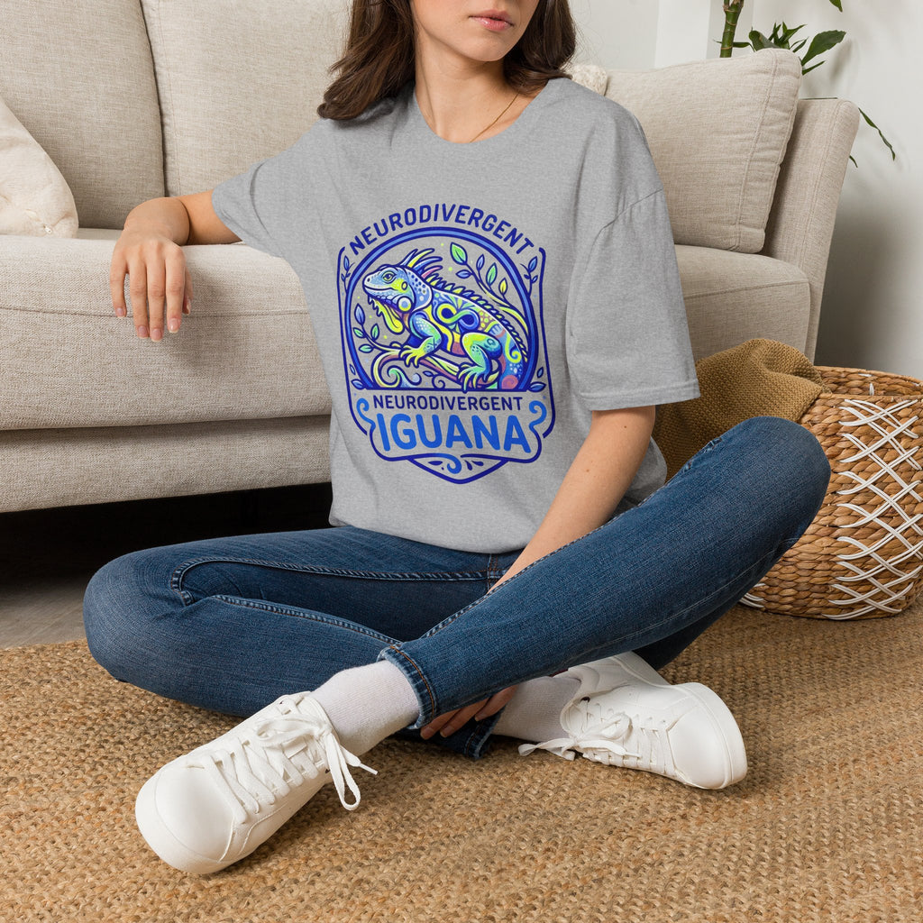 Neurodivergent Iguana T-Shirt — Colorful Pride Design for Neurodiversity Awareness