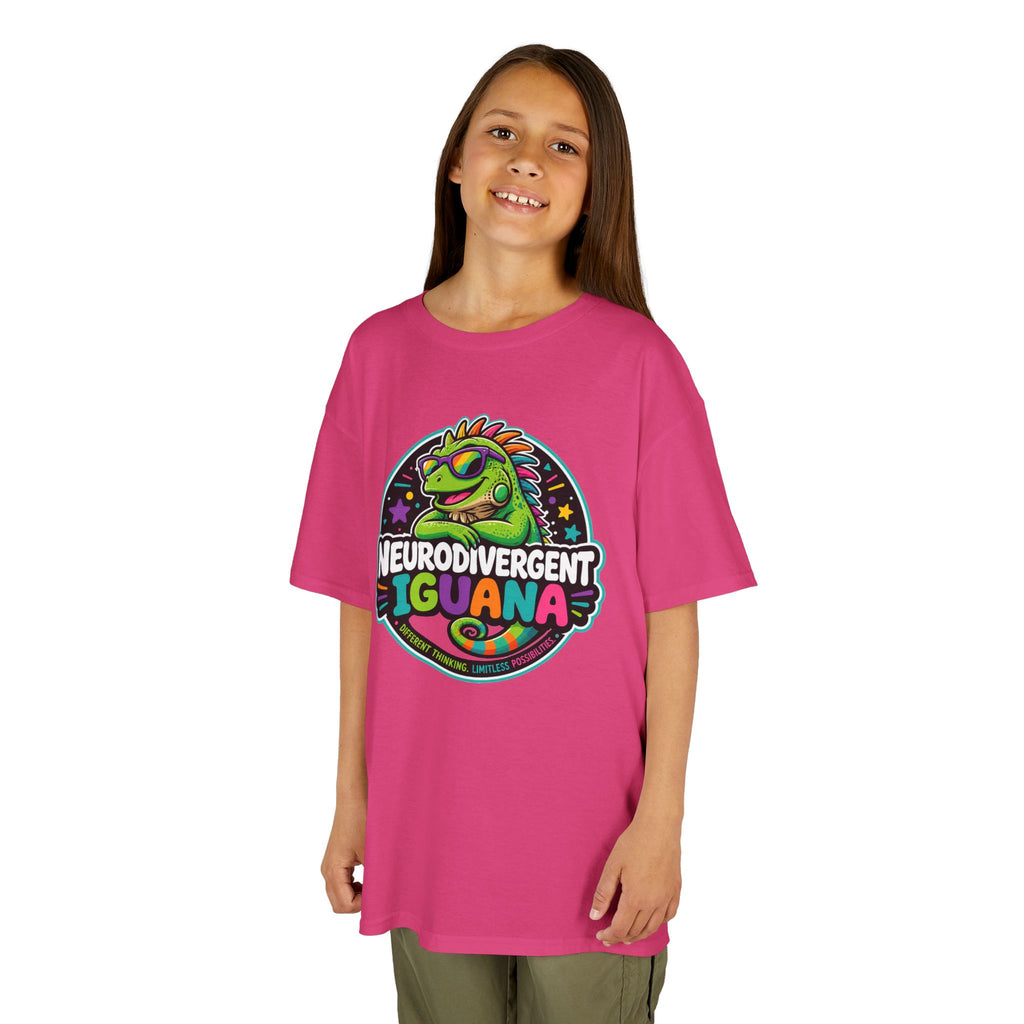 Kids T‑Shirt — "Neurodivergent Iguana" Colorful Pride Tee