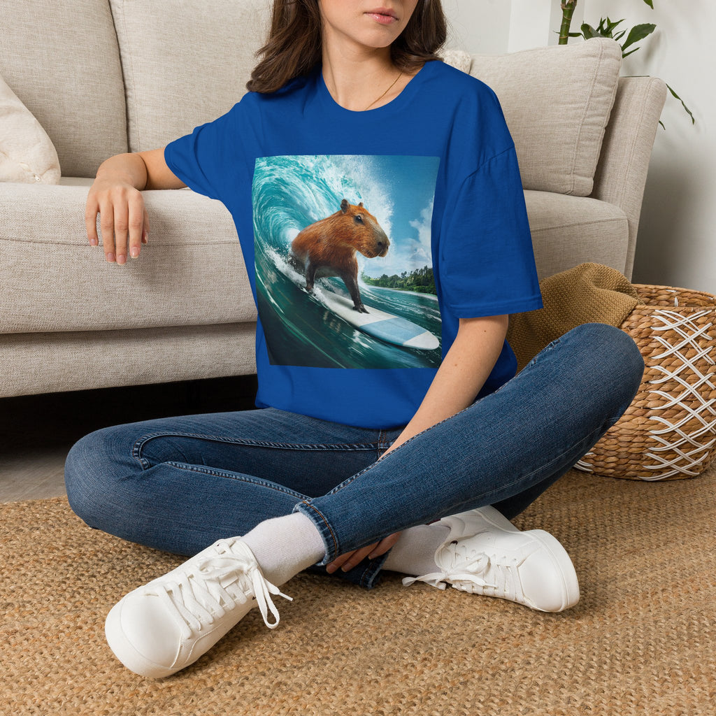 Capybara Surfing T-Shirt — Funny Animal Beach Tee