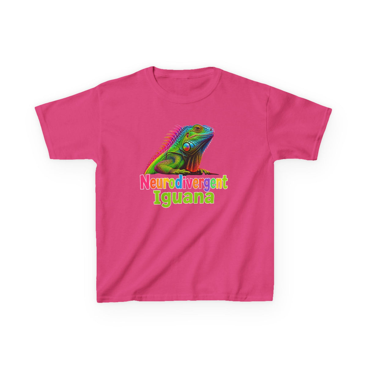 Kids T‑Shirt — Colorful "Neurodivergent Iguana" Graphic Tee