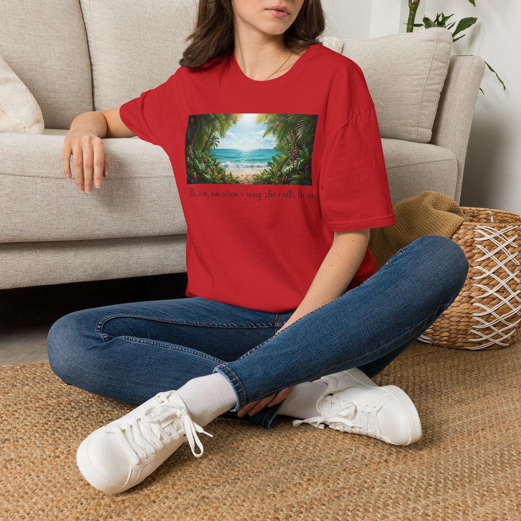 Beachscape T-Shirt — "The sea, an siren's song she calls to me" Scenic Coastal Tee