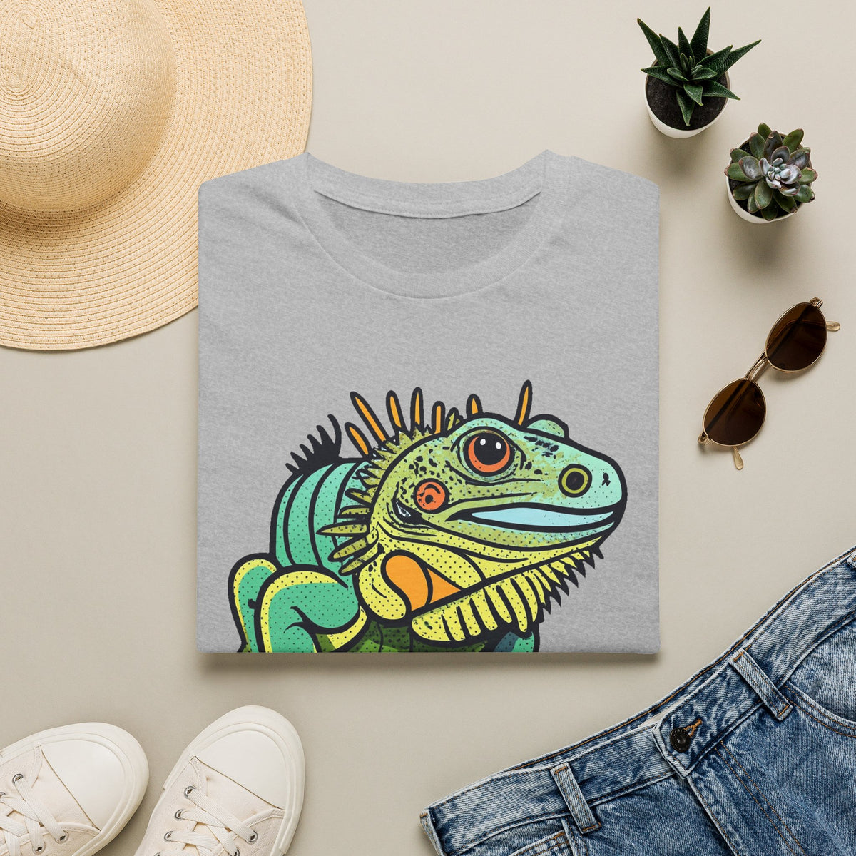 Iguana Graphic T-Shirt — Colorful Tropical Reptile Tee