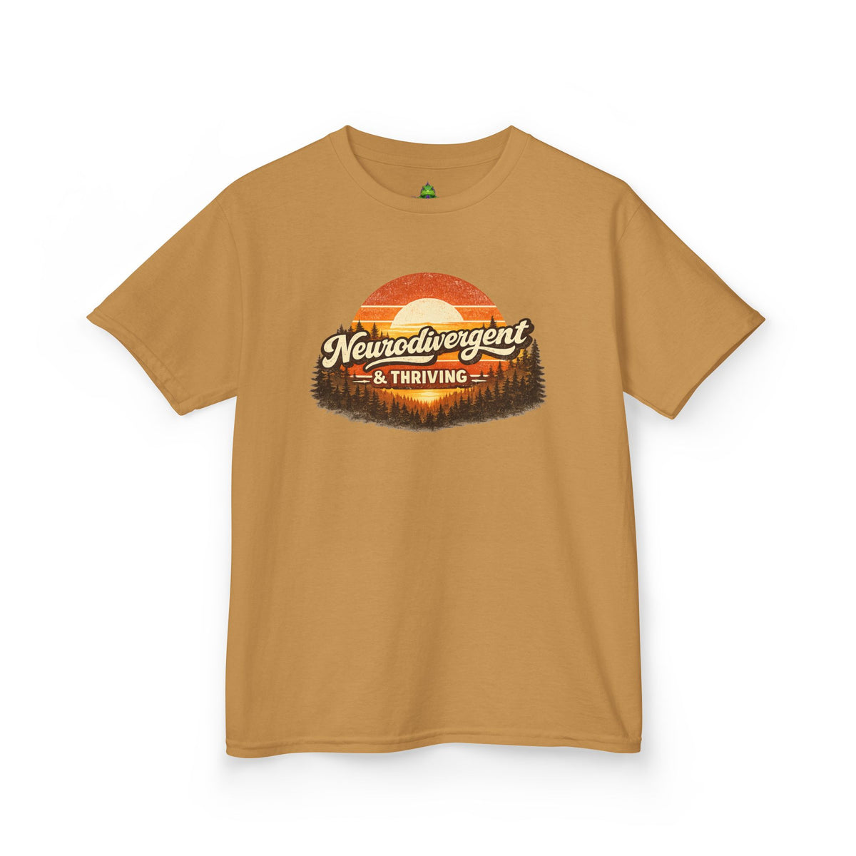 Kids T-Shirt — "Neurodivergent & Thriving" Retro Sunset Design