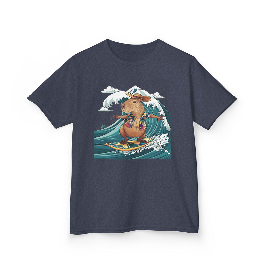 Kids Surfing Bear Graphic Tee — Cute Adventure Whale-Wave Design
