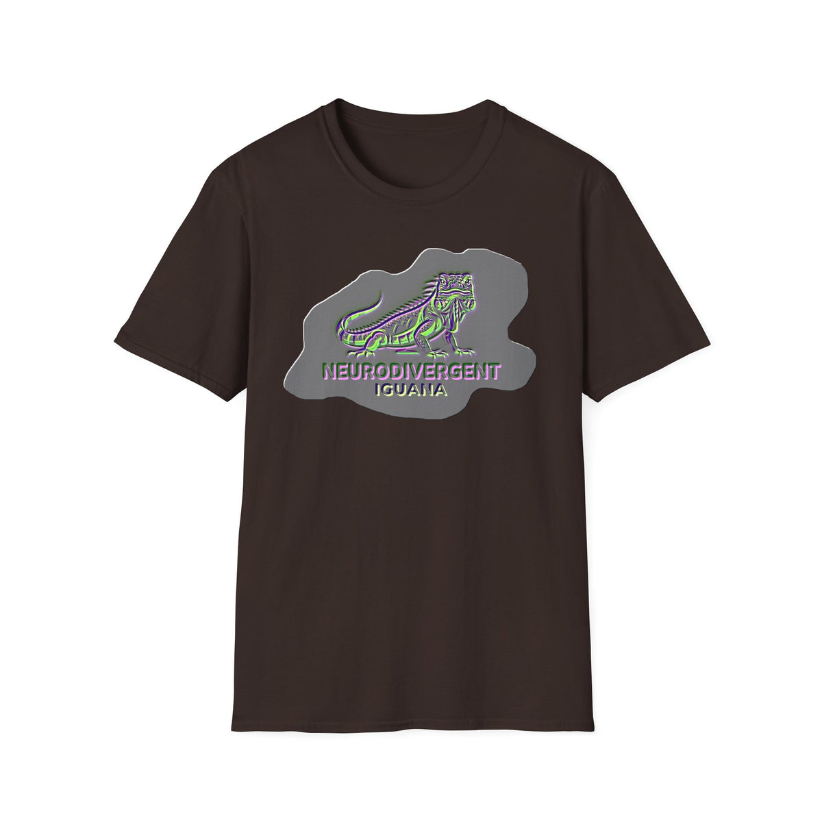 Neurodivergent Iguana Graphic T‑Shirt — Pride-Lit Earthtone Design