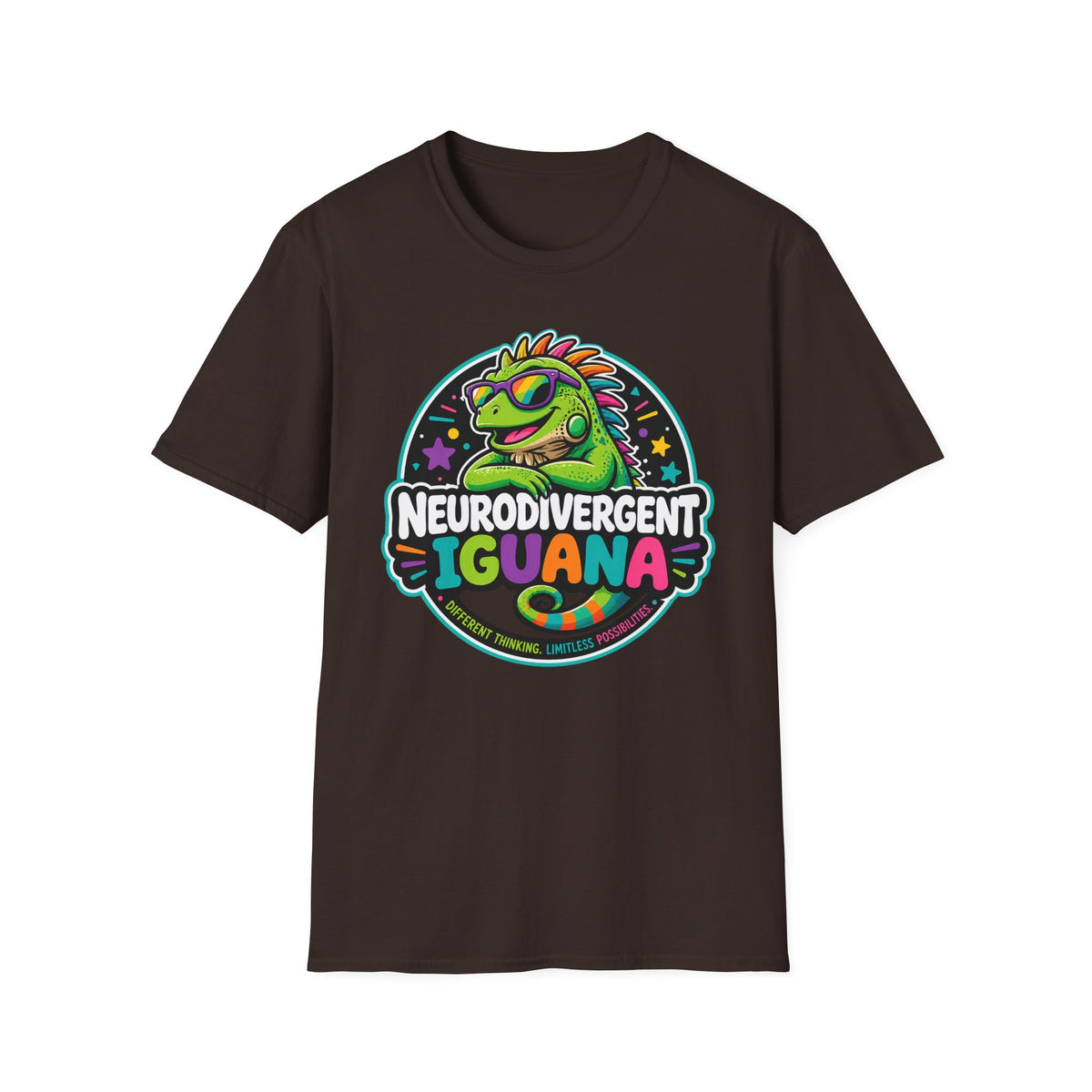 Neurodivergent Iguana T-Shirt — Colorful Pride Graphic Tee