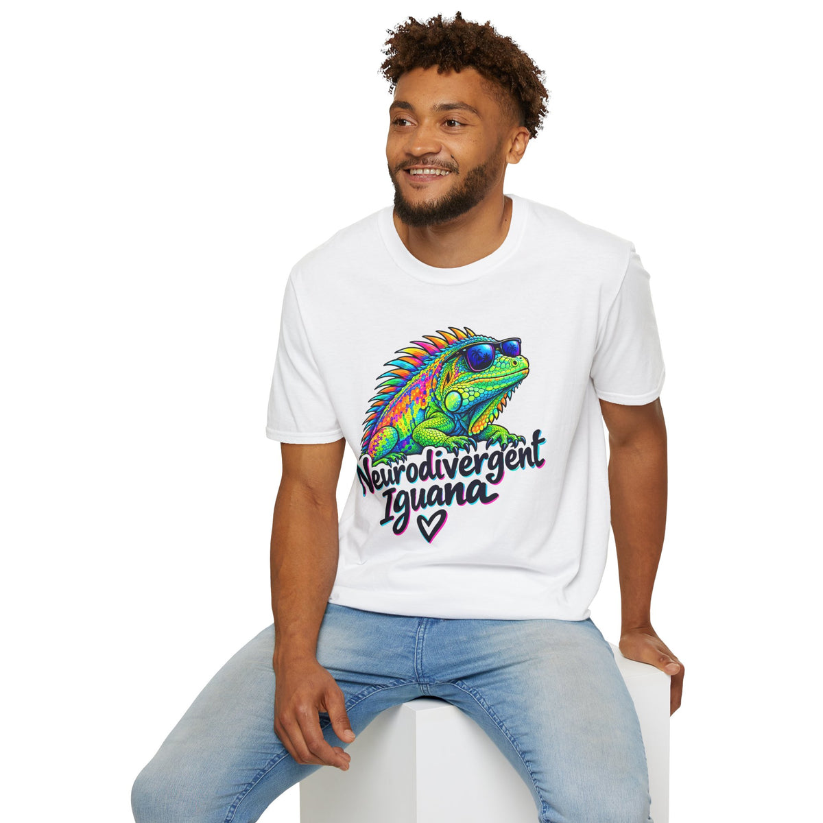 Neurodivergent Iguana T-Shirt – Colorful Pride Lizard Tee for Neurodiversity Awareness