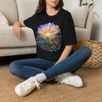 Sunrise Iguanas T-Shirt — Colorful Mountain Sunrise with Forest Trail