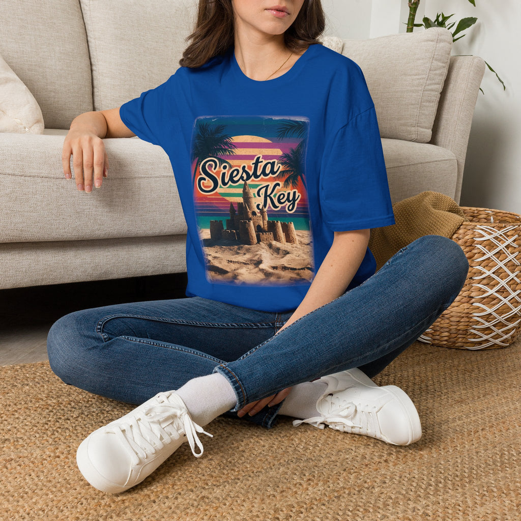 Siesta Key Retro Sunset T-Shirt — Vintage Beach Sandcastle Tee