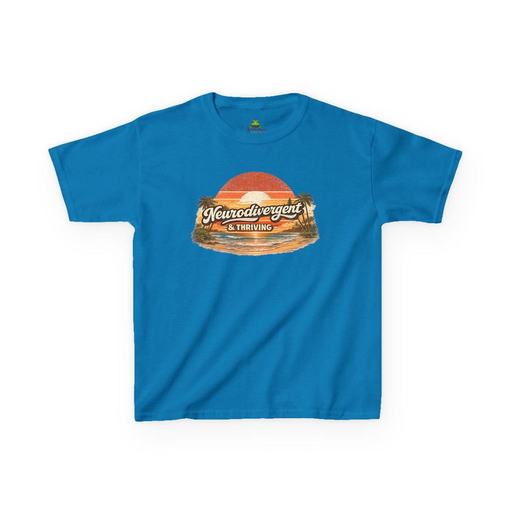 Kids T-Shirt — "Neurodivergent & Thriving" Retro Sunset Tee