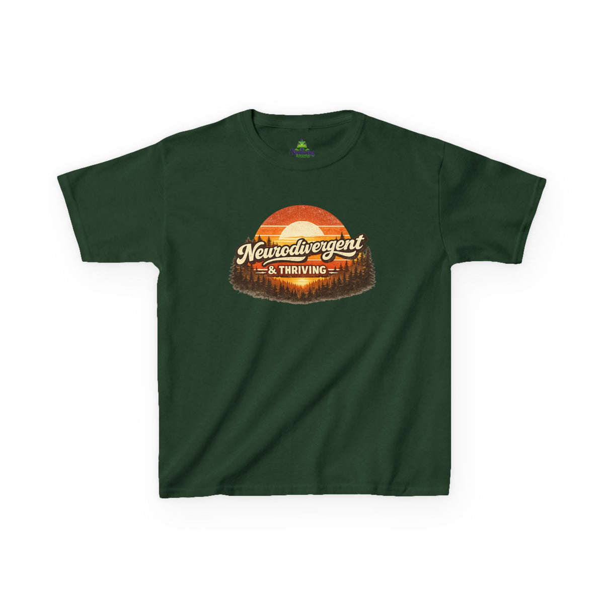 Kids T-Shirt — "Neurodivergent & Thriving" Retro Sunset Design