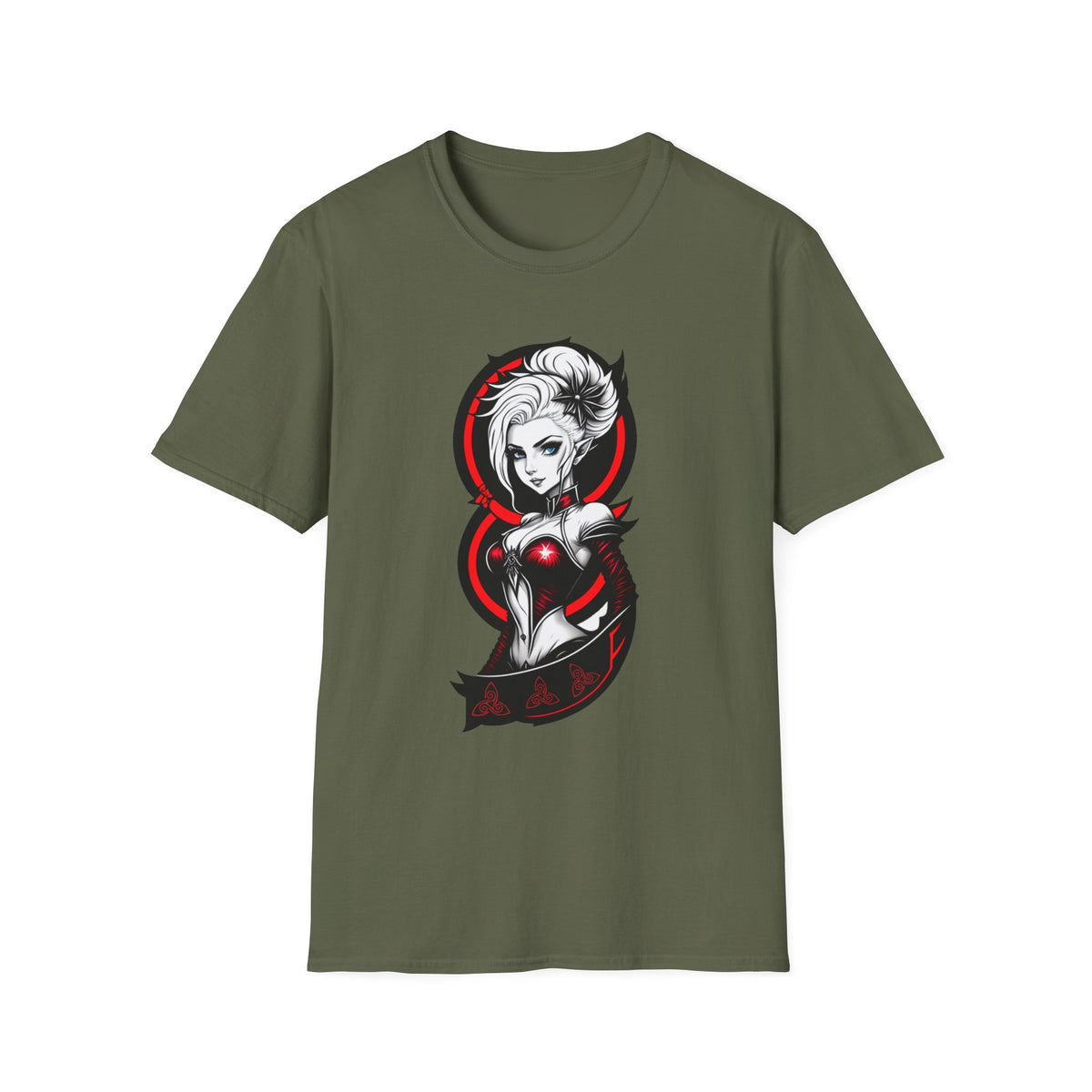 Vampy Gothic Girl Graphic Tee – Dark Anime Skull Design