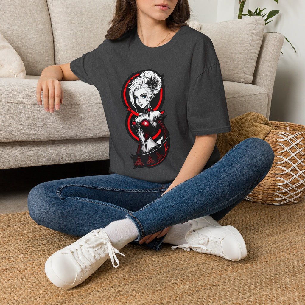 Vampy Gothic Girl Graphic Tee – Dark Anime Skull Design