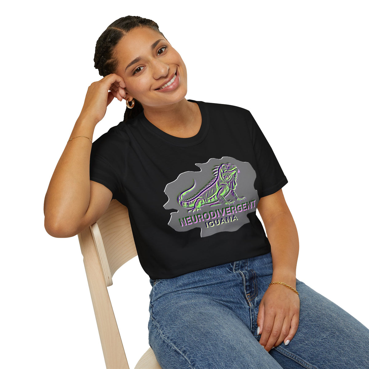 Neurodivergent Iguana T-Shirt — Colorful Pride lizard design