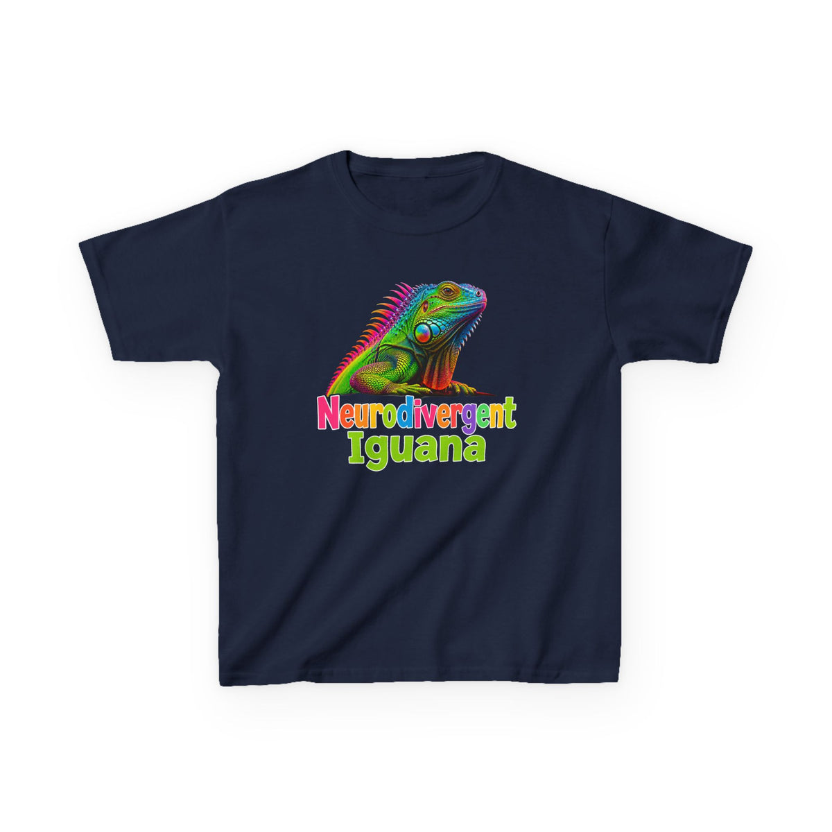 Kids T‑Shirt — Colorful "Neurodivergent Iguana" Graphic Tee