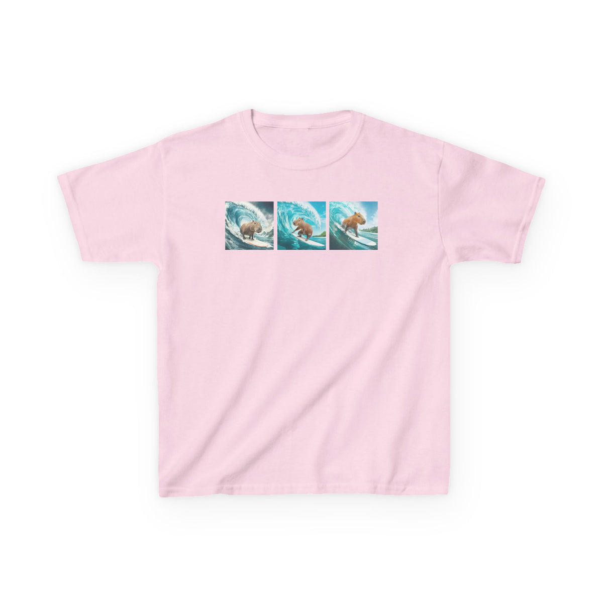 Kids Surfing Waves Tee — Triple Wave Surfboard Graphic Kids T‑Shirt