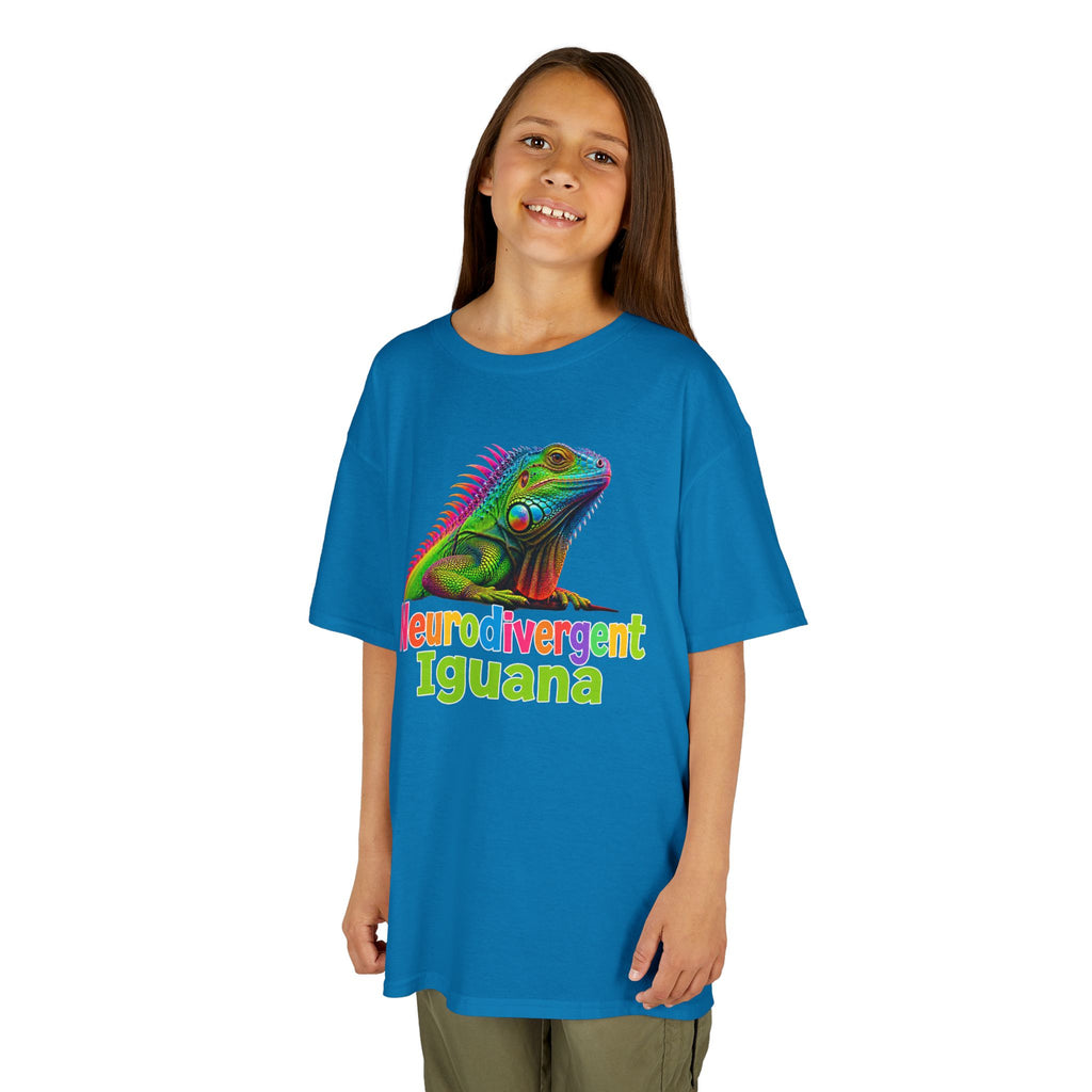 Kids T‑Shirt — Colorful "Neurodivergent Iguana" Graphic Tee