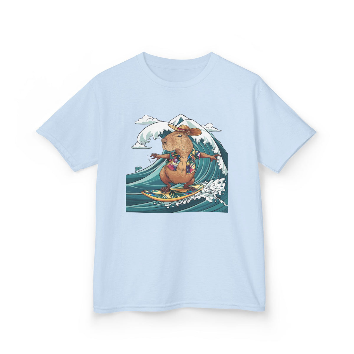 Kids Surfing Bear Graphic Tee — Cute Adventure Whale-Wave Design