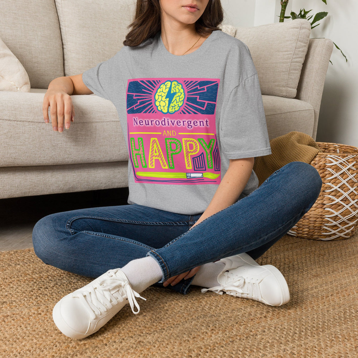 Neurodivergent and Happy T-Shirt — Bright Retro Pride Tee for Neurodiversity Awareness