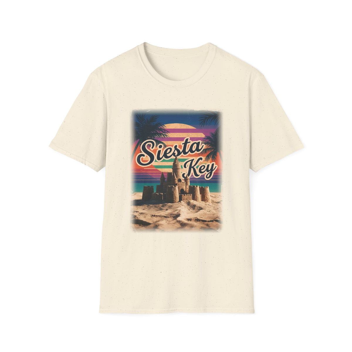 Siesta Key Retro Sunset T-Shirt — Vintage Beach Sandcastle Tee